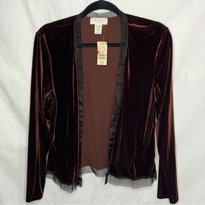 Y2K NWT Express Tricot Cardigan Women’s Sz L Chocolate Brown Velvet Whimsigoth